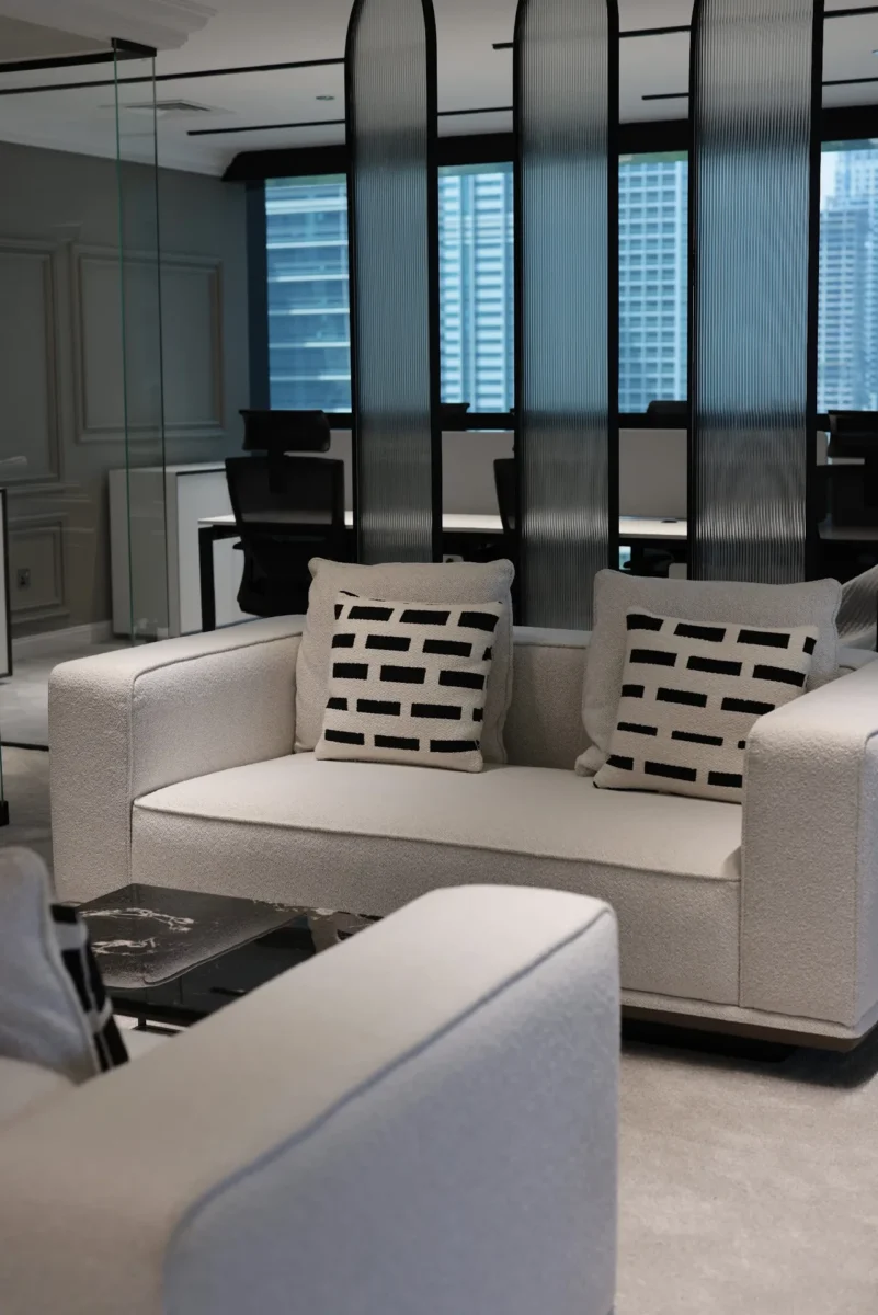 Modern office lounge fit-out Dubai