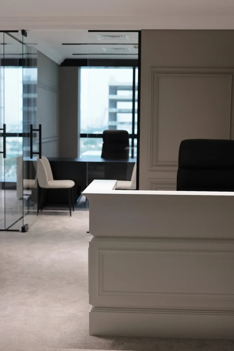 Office reception desk fit-out Dubai